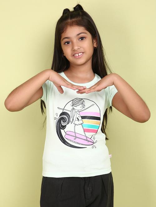 girls round neck graphic regular tee - 21035096 - Very Small Image - 1