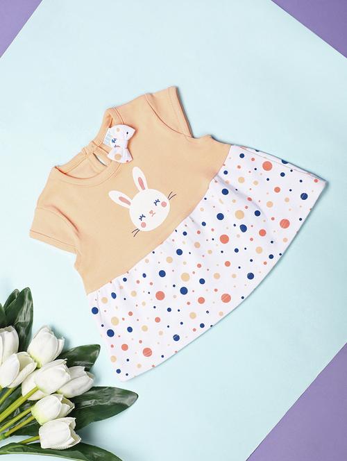 girls printed round neck casual frock - 21035098 - Very Small Image - 1