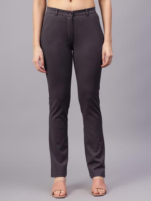 women solid mid rise chinos - 21035161 - Very Small Image - 1