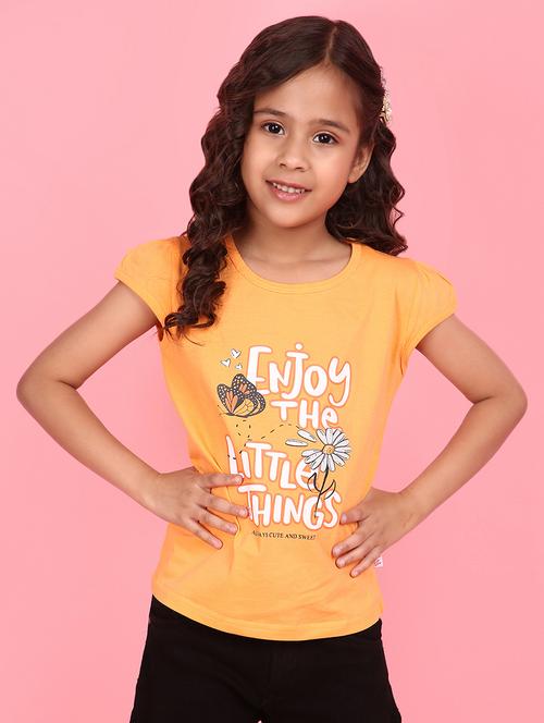girls round neck typographic regular tee - 21035646 - Very Small Image - 1