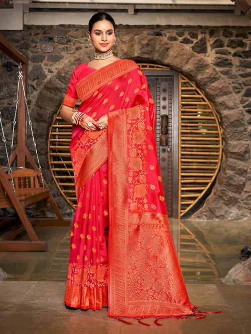 women self design banarasi saree with blouse - 21036483 - Very Small Image - 1