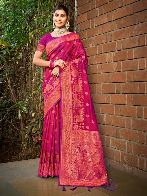 women self design banarasi saree with blouse - 21036487 - Very Small Image - 1