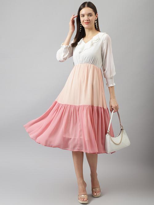 multi colored georgette tiered dress - 21036511 - Very Small Image - 1
