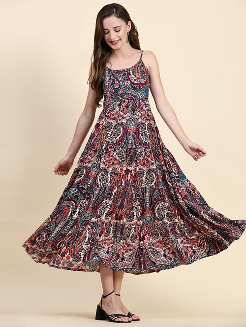 multi coloured printed detailed maxi dress - 21036523 - Very Small Image - 1