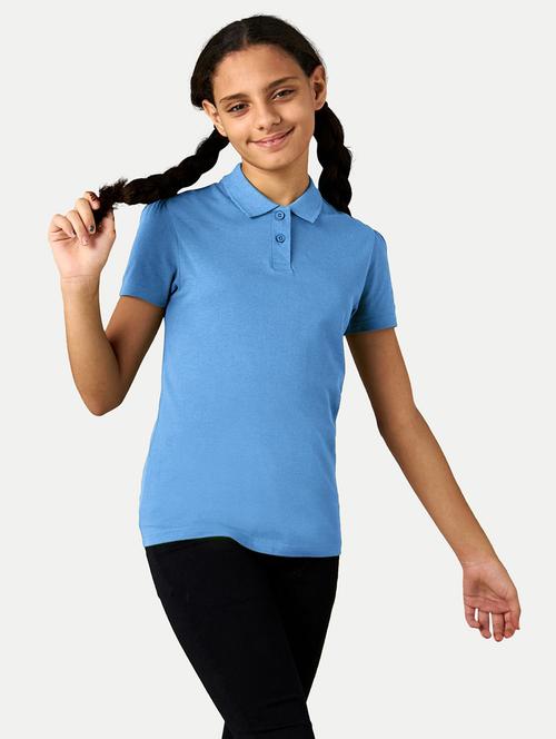 girls polo neck solid tee - 21036613 - Very Small Image - 1