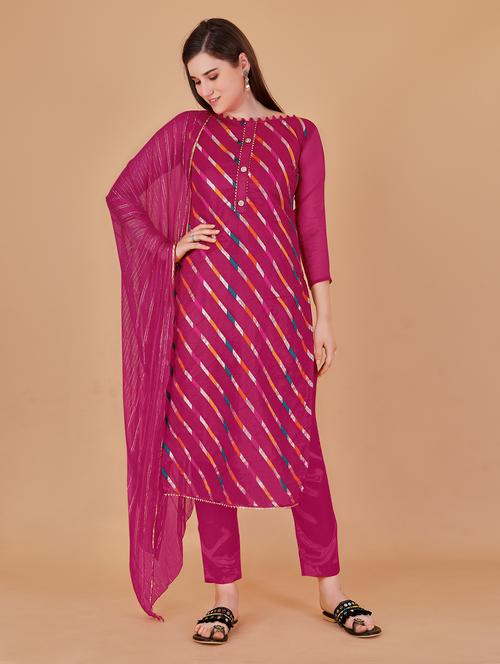 women stripes printed unstitched suits - 21037258 - Very Small Image - 1