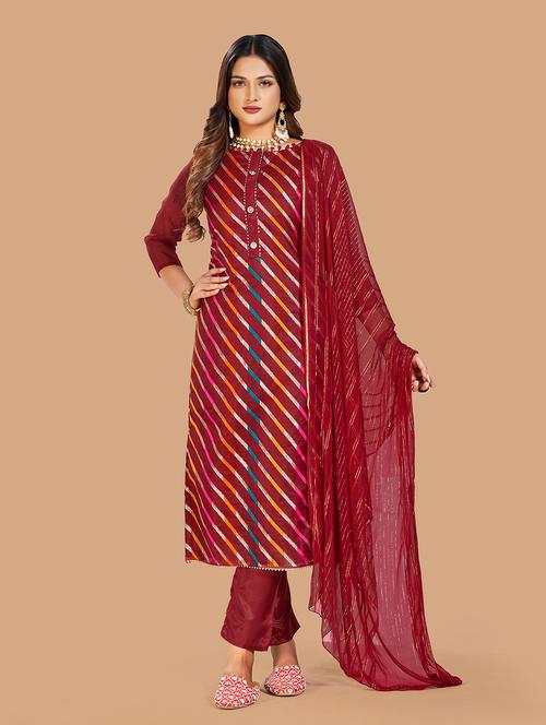 women stripes printed unstitched suits - 21037259 - Very Small Image - 1