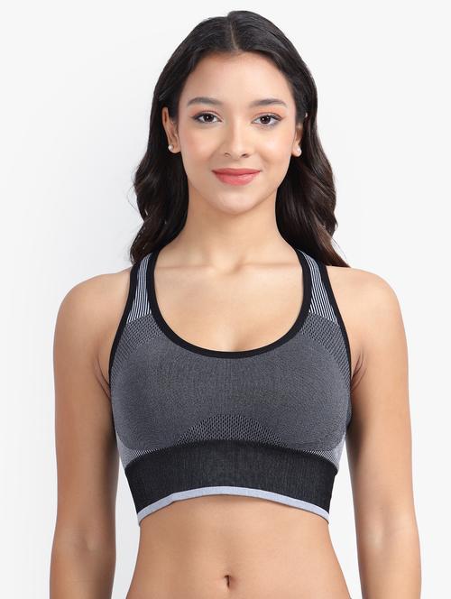 charcoal polyamide sports bra - 21037378 - Very Small Image - 1