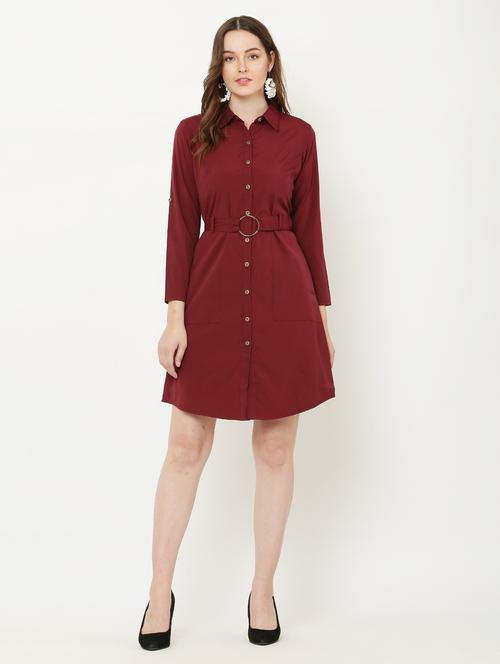 women solid shirt dress - 21037431 - Very Small Image - 1