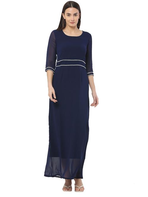 navy blue georgette aline dress - 21037464 - Very Small Image - 1