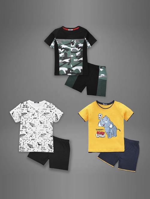 boys set of 3 cotton shorts twin set - 21044002 - Very Small Image - 1