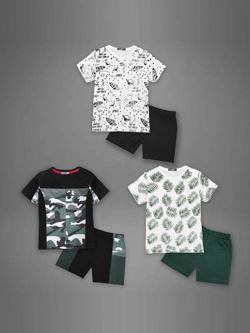 pack of 3 round neck t-shirts & shorts - 21044003 - Very Small Image - 1
