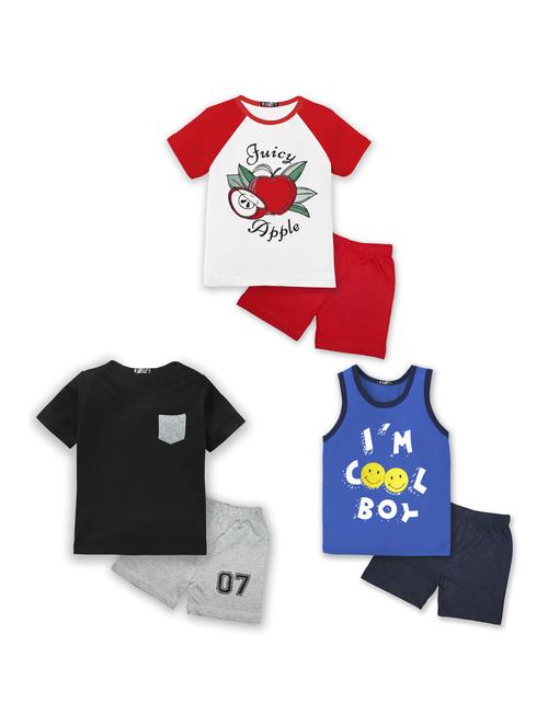boys set of 3 cotton shorts twin set - 21044108 - Very Small Image - 1