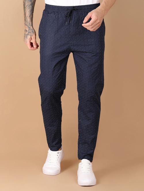 men navy blue printed ankle length track pant - 21049306 - Very Small Image - 1