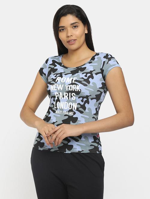 grey cotton camouflage print t-shirt - 21049719 - Very Small Image - 1