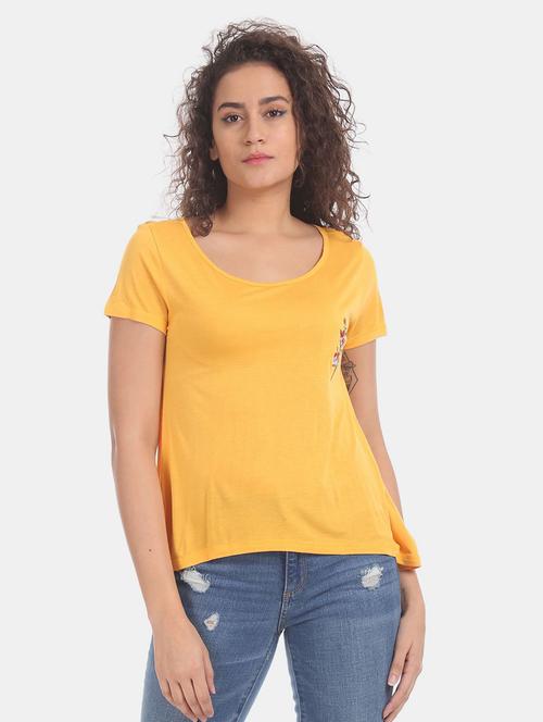 yellow cotton placement print t-shirt - 21049731 - Very Small Image - 1