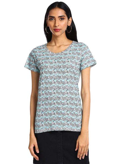 light blue cotton all over print t-shirt - 21049747 - Very Small Image - 1