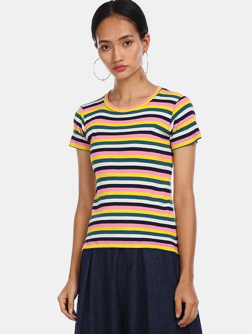 multi colored cotton striped t-shirt - 21049759 - Very Small Image - 1