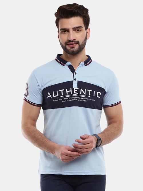 men polo neck chest printed t-shirt - 21049875 - Very Small Image - 1