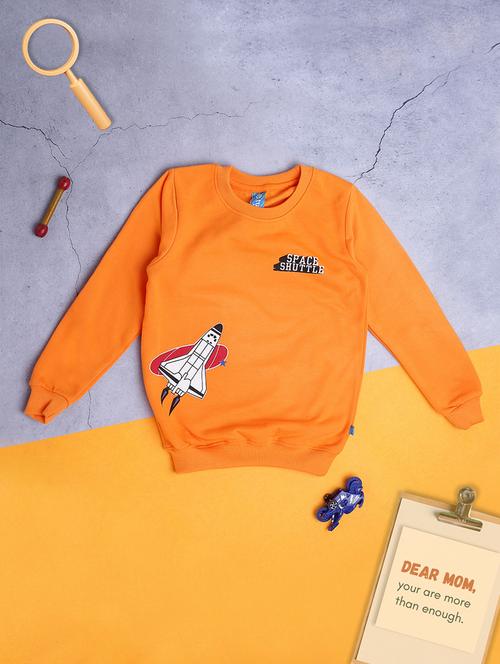 orange placement printed round neck sweatshirt - 21050293 - Very Small Image - 1