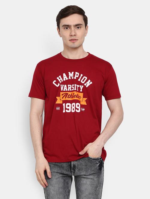 men front print round neck t-shirt - 21050889 - Very Small Image - 1