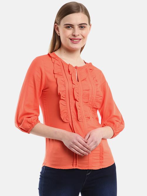 orange rayon regular top - 21051018 - Very Small Image - 1