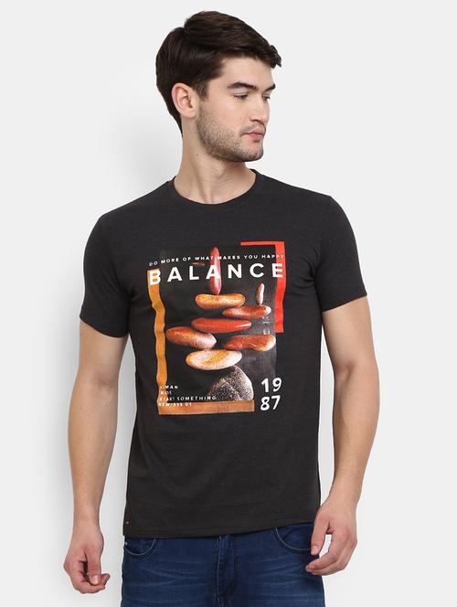 charcoal melange cotton single jersey tshirt - 21051110 - Very Small Image - 1