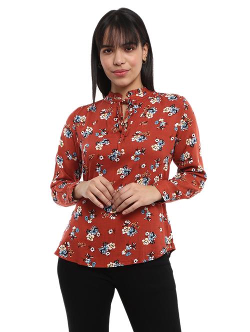 orange rayon regular top - 21051325 - Very Small Image - 1