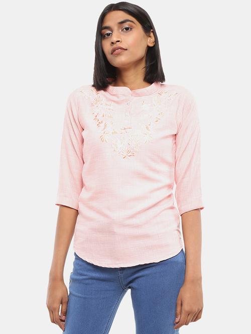 pink embroidered regular top - 21051354 - Very Small Image - 1