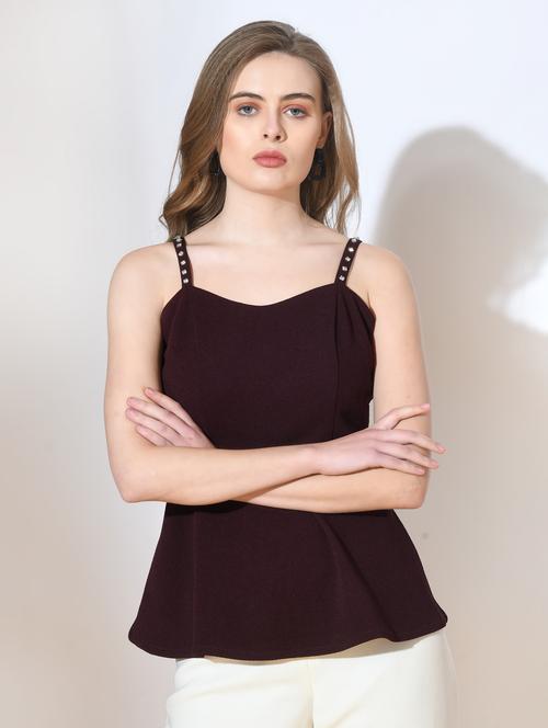 women solids sleeveless a-line top - 21052394 - Very Small Image - 1