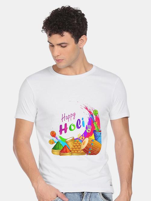 men round neck front printed t-shirt - 21054227 - Very Small Image - 1