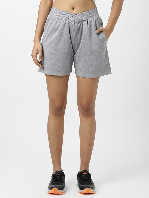 solid grey cotton lycra shorts - 21055554 - Very Small Image - 1