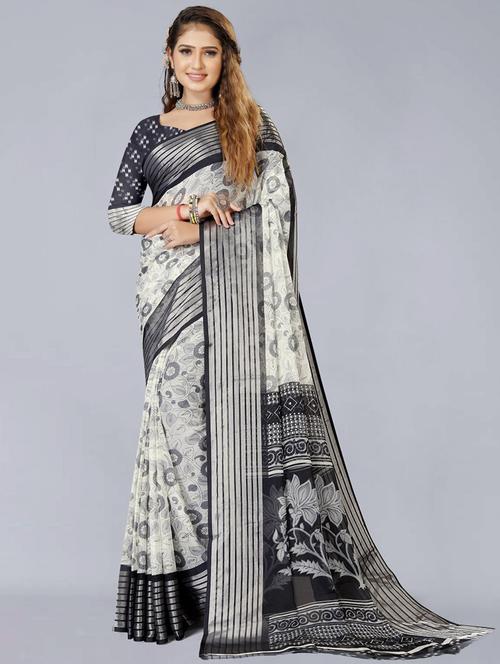 women floral printed saree with blouse - 21055662 - Very Small Image - 1