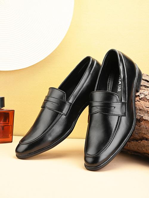 black leatherette slip on loafers - 21055721 - Very Small Image - 1