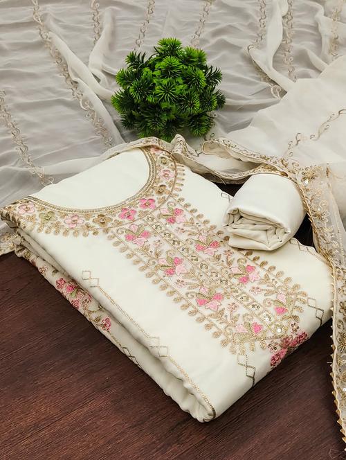embroidered unstitched suit set - 21055769 - Very Small Image - 1