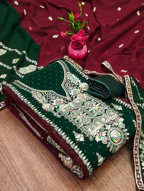 embroidered unstitched suit set - 21055771 - Very Small Image - 1