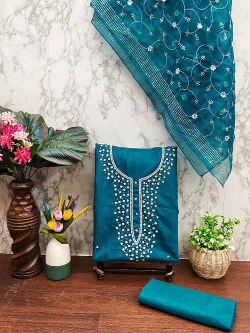 embroidered unstitched suit set - 21055774 - Very Small Image - 1