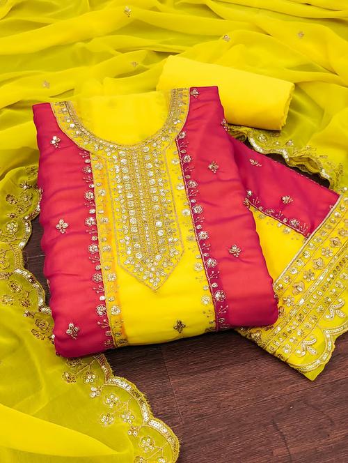 embroidered unstitched suit set - 21055788 - Very Small Image - 1