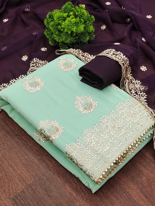 embroidered unstitched suit set - 21055801 - Very Small Image - 1