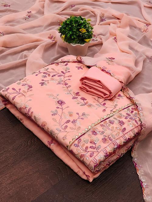 embroidered unstitched suit set - 21055818 - Very Small Image - 1