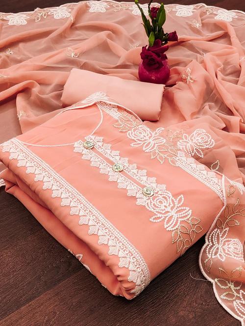 embroidered unstitched suit set - 21055834 - Very Small Image - 1