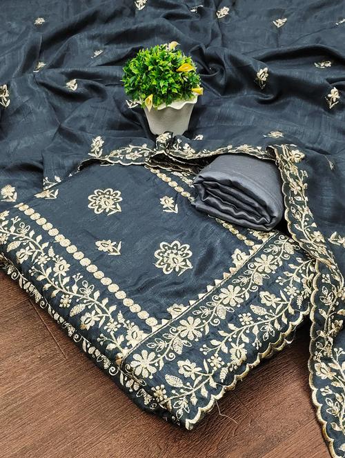embroidered unstitched suit set - 21055867 - Very Small Image - 1