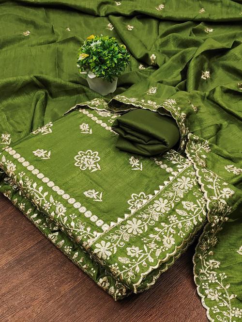 embroidered unstitched suit set - 21055868 - Very Small Image - 1