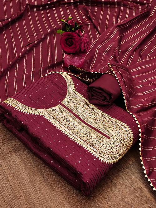 embroidered unstitched suit set - 21055877 - Very Small Image - 1