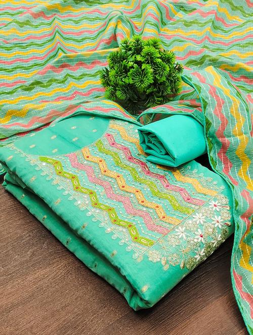 embroidered unstitched suit set - 21055890 - Very Small Image - 1