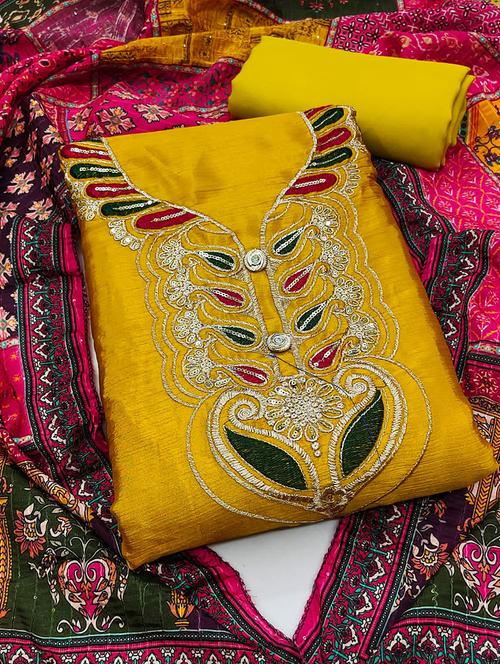 embroidered unstitched suit set - 21055926 - Very Small Image - 1