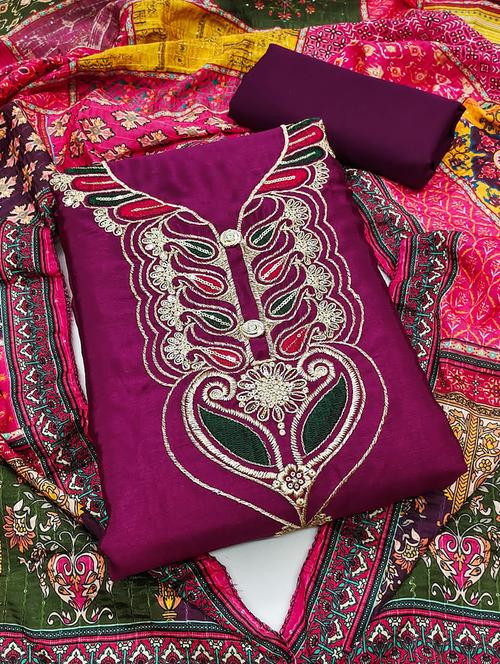 embroidered unstitched suit set - 21055928 - Very Small Image - 1