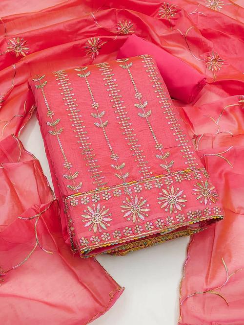 embroidered unstitched suit set - 21055938 - Very Small Image - 1