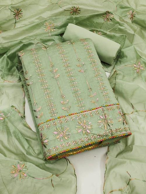 embroidered unstitched suit set - 21055939 - Very Small Image - 1
