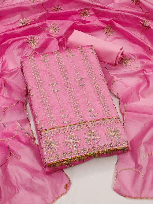 embroidered unstitched suit set - 21055940 - Very Small Image - 1